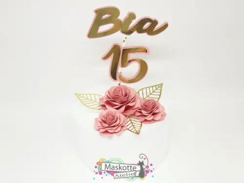 Topo de bolo rosas