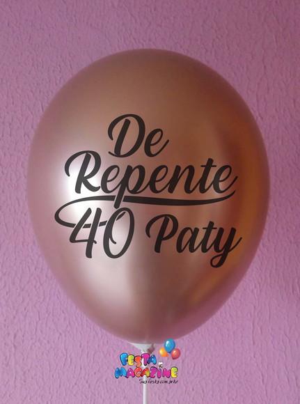 20 Balões 9 Látex Metalizado Personalizados Tema De Repente 40
