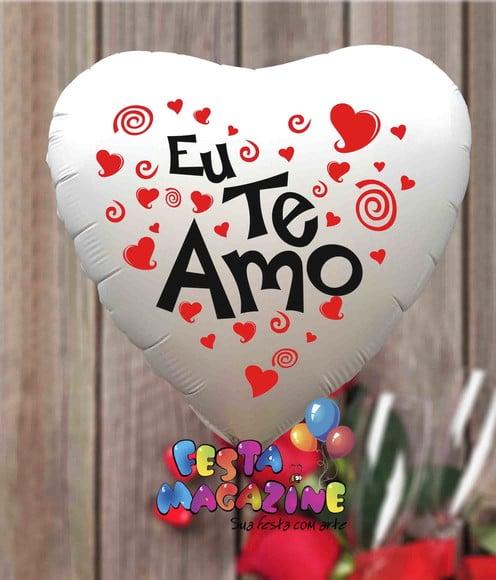 Balão 18 Branco 45cm eu Te Amo