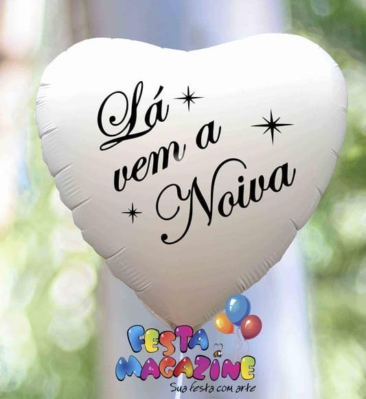 Balão Lá Vem a Noiva Metalizado Branco