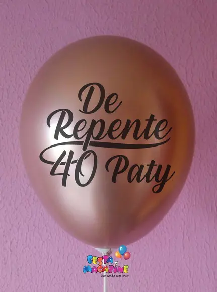20 Balões 9" Látex Metalizado Personalizados Tema De Repente 40