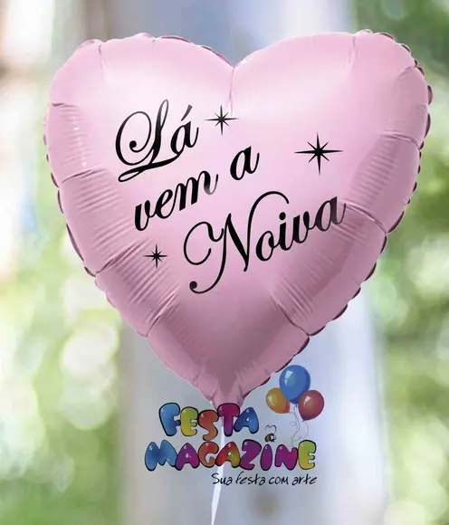 Balão 20" LÁ VEM A NOIVA METALIZADO ROSA 50cm