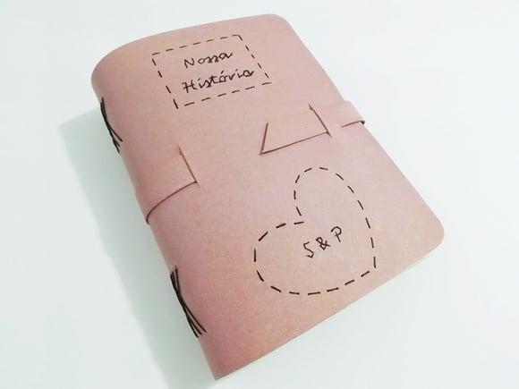 Agenda Artesanal em Recouro Bordado Rosa