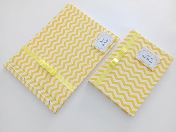 Kit com Livro e Álbum do Bebê em Chevron
