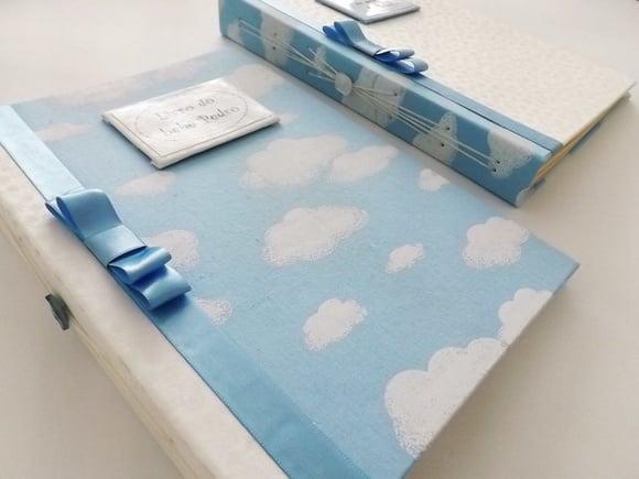 Kit com Livro e Diário do Bebê Nuvem