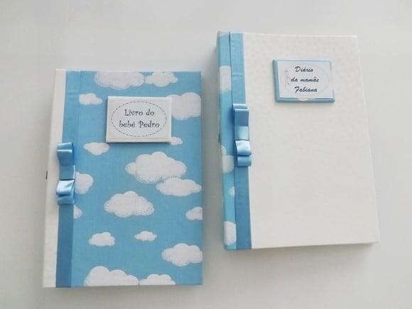Kit com Livro e Diário do Bebê Nuvem