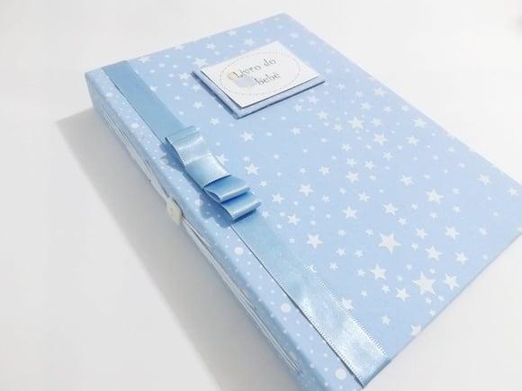 Livro/Diário do bebê azul de estrelas