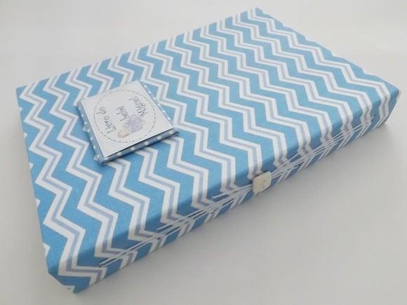 Livro/Diário do bebê azul em chevron