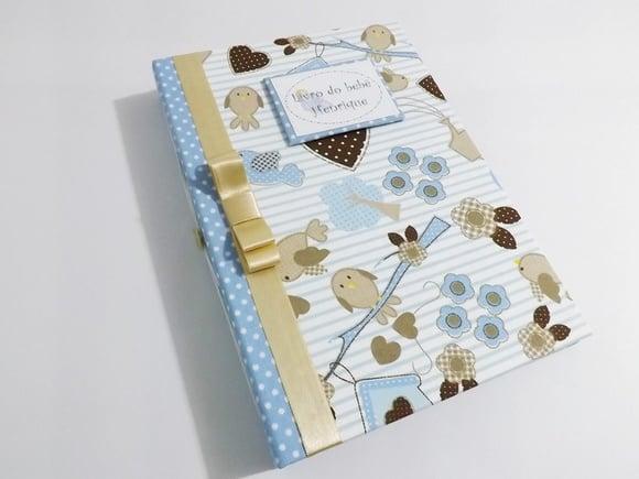Livro/Diário do bebê azul para menino