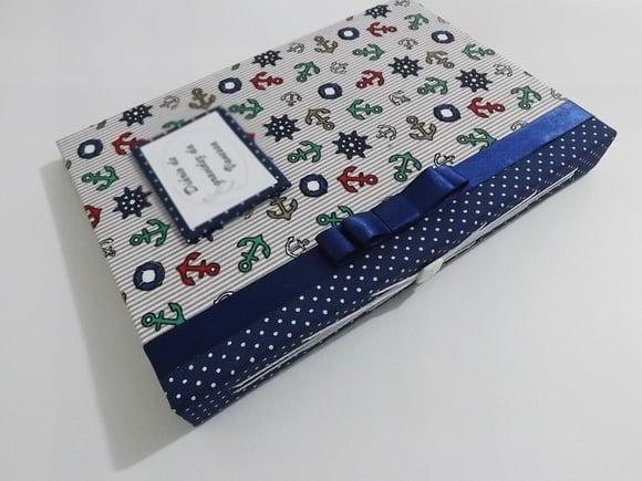 Livro/Diário do bebê azul tema náutico