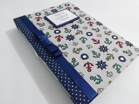 Livro/Diário do bebê azul tema náutico