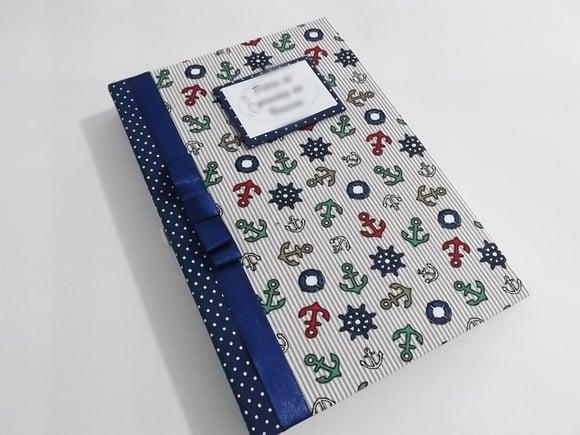 Livro/Diário do bebê azul tema náutico