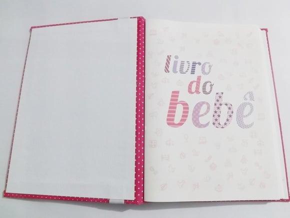Livro/Diário do bebê rosa de bolinha