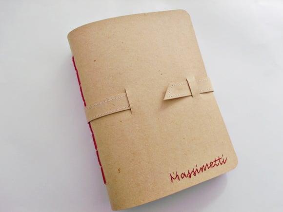 Agenda em recouro cor natural com nome