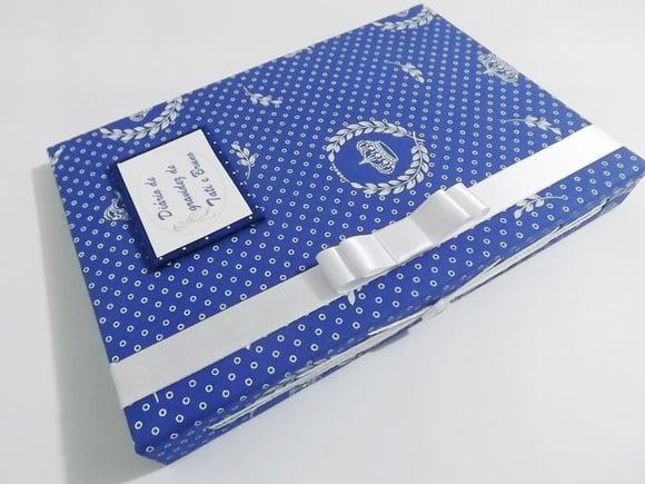 Diário de Gravidez Azul Royal Tema Coroa