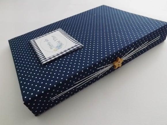 Livro/Diário do bebê azul de bolinha