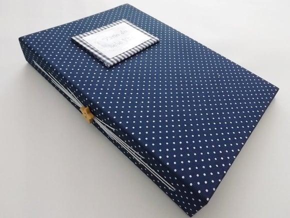 Livro/Diário do bebê azul de bolinha