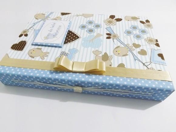Livro/Diário do bebê azul para menino