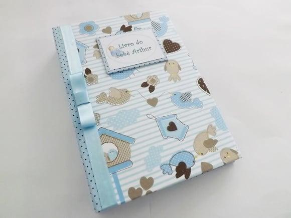 Livro/Diário do bebê azul para menino