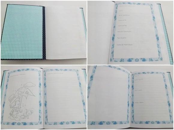 Livro/Diário do bebê cinza em chevron