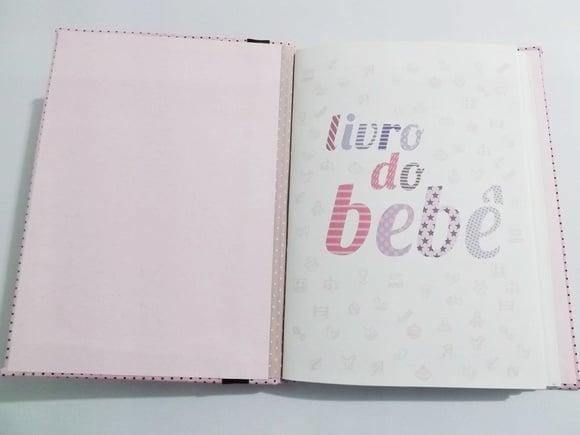 Livro/Diário do bebê rosa de bolinha
