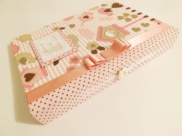 Livro/Diário do bebê rosa para menina
