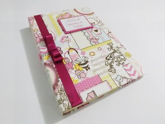 Livro/Diário do bebê rosa ursinho