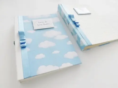 Kit com Livro e Diário do Bebê Nuvem