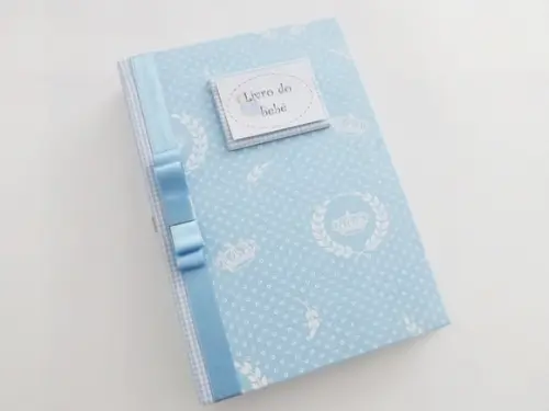 Livro/Diário do bebê azul coroa menino