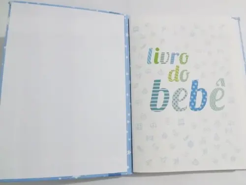 Livro/Diário do bebê azul de estrelas