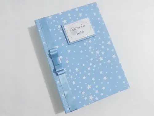 Livro/Diário do bebê azul de estrelas