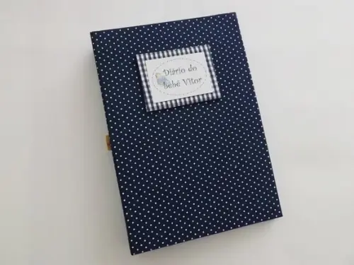 Livro/Diário do bebê azul de bolinha