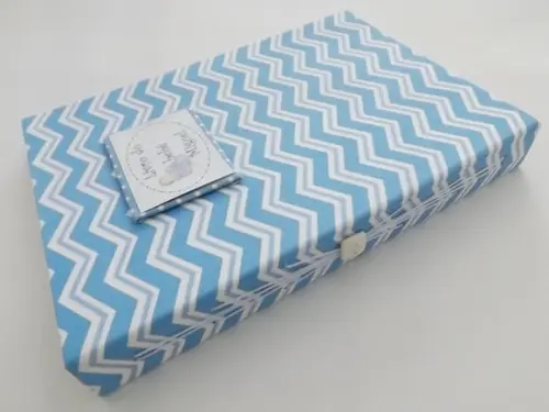 Livro/Diário do bebê azul em chevron