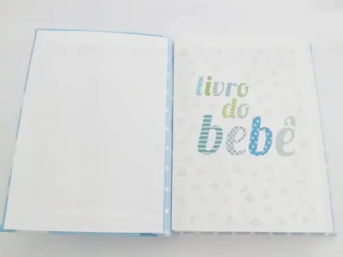 Livro/Diário do bebê azul nuvem com poá