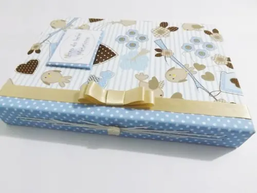 Livro/Diário do bebê azul para menino
