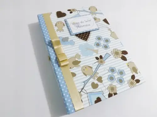 Livro/Diário do bebê azul para menino