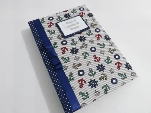 Livro/Diário do bebê azul tema náutico