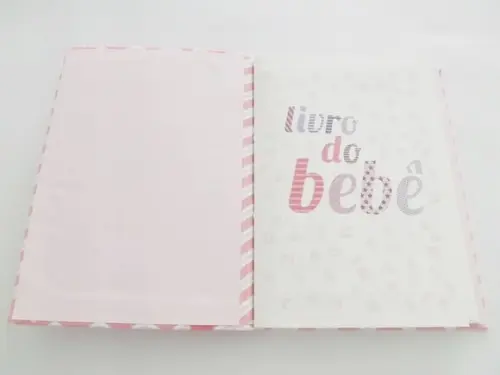 Livro/Diário do bebê rosa chevron menina