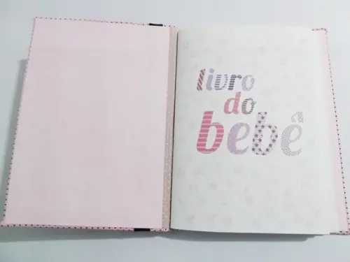 Livro/Diário do bebê rosa de bolinha