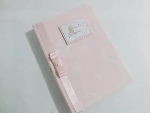 Livro/Diário do bebê rosa coroa menina