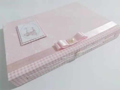 Livro/Diário do bebê rosa coroa menina