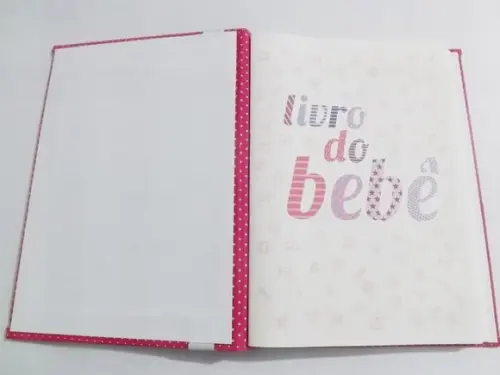 Livro/Diário do bebê rosa de bolinha