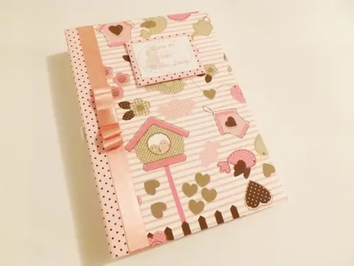 Livro/Diário do bebê rosa para menina