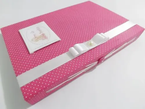 Livro/Diário do bebê rosa de bolinha