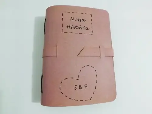 Agenda Artesanal em Recouro Bordado Rosa