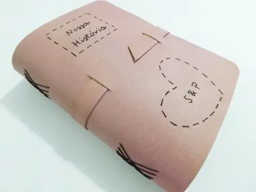 Agenda Artesanal em Recouro Bordado Rosa