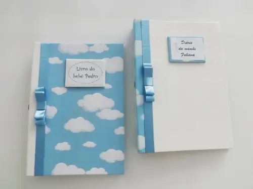 Kit com Livro e Diário do Bebê Nuvem