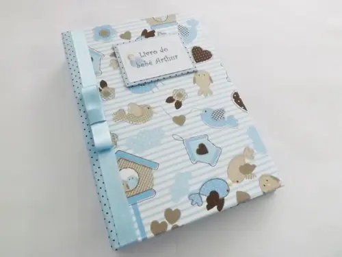 Livro/Diário do bebê azul para menino