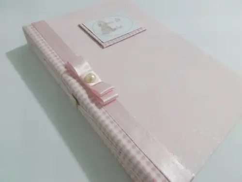 Livro/Diário do bebê rosa coroa menina