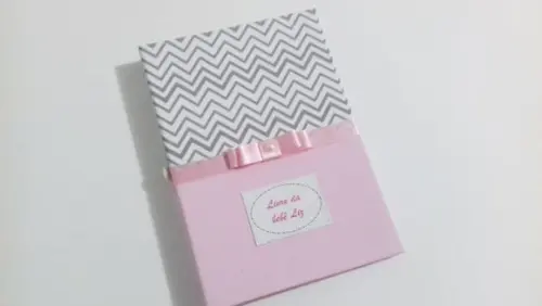 Livro/Diário do bebê rosa e cinza menina